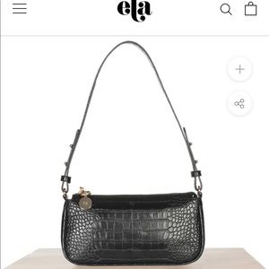 Ela black croc shoulder bag